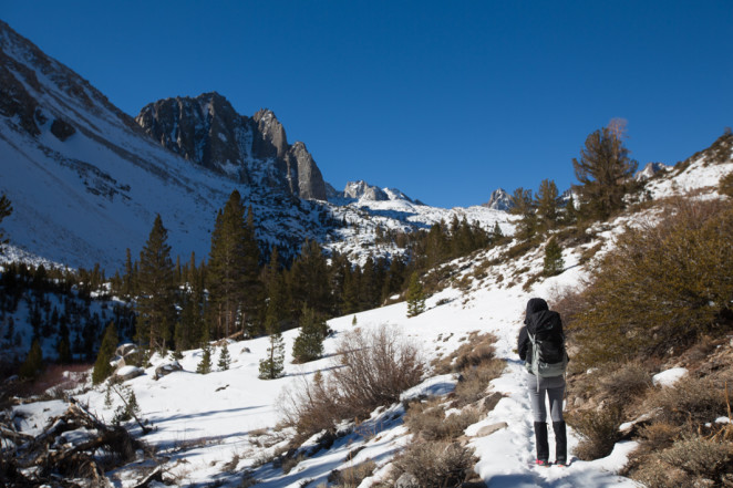 hiking in the snow